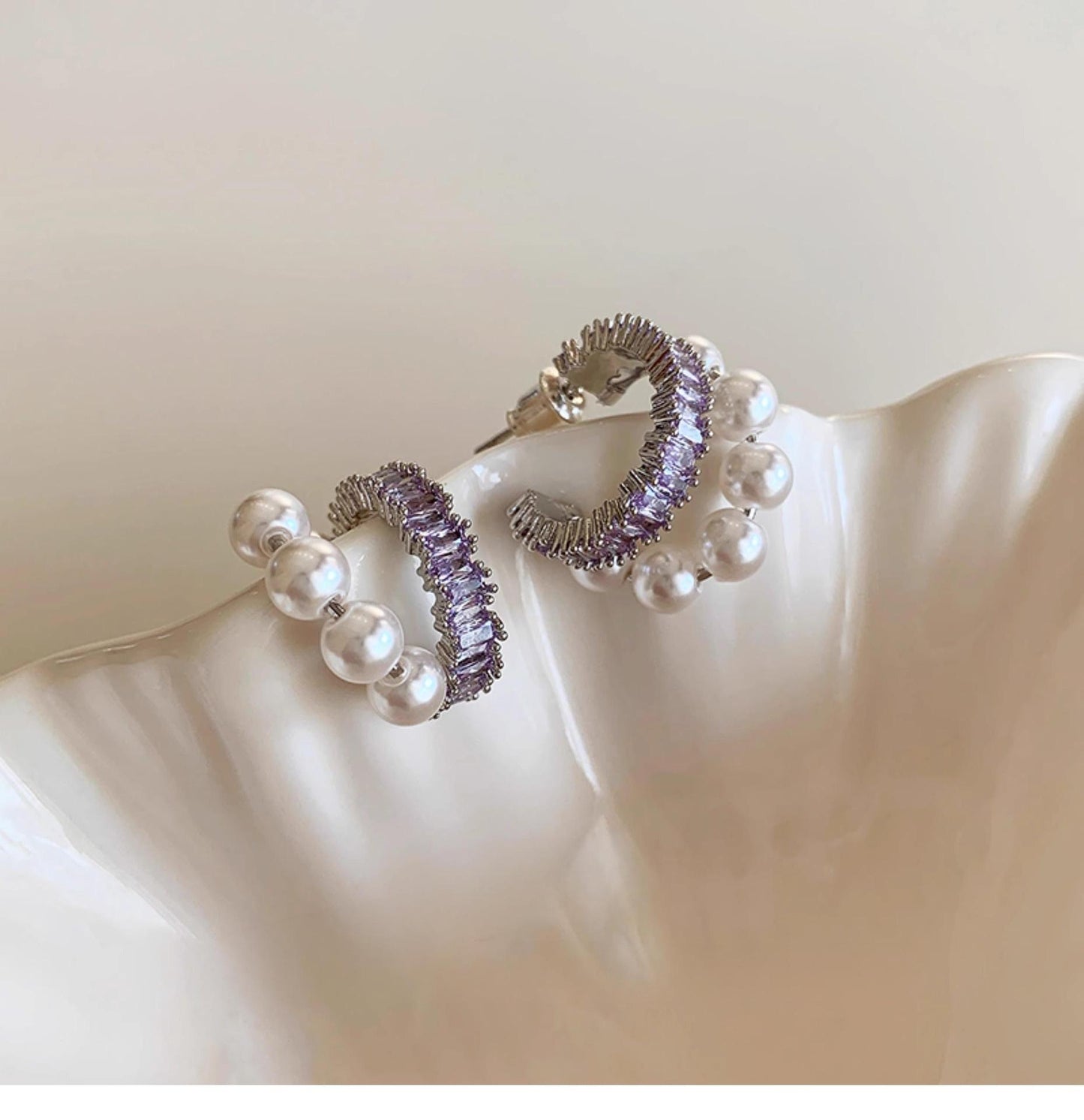 Unique Pearl Hoop Stud Earrings