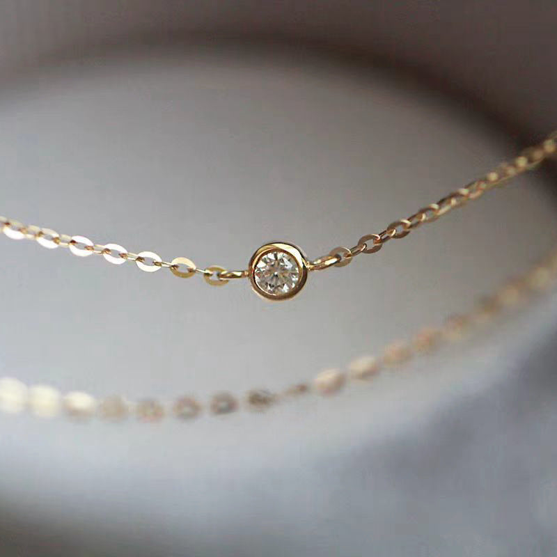 S925 Sterling Silver Plated 14K Gold H Letter Small Diamond Bracelet