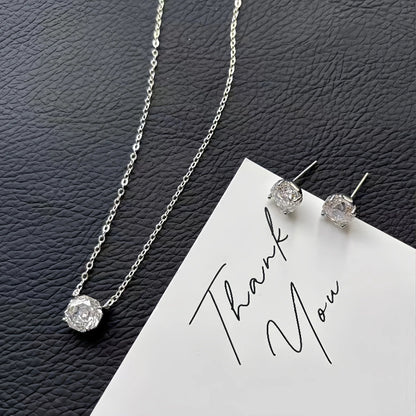 S925 Sterling Silver Zhao Lusi Same Style Baby Rose Cut Necklace