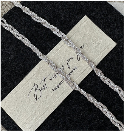 S925 Sterling Silver Korean Version Niche Design Sense Vintage Woven Snowflake Necklace