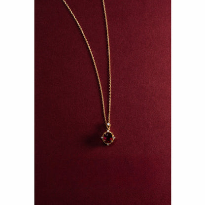 S925 Sterling Silver Plated 18K Gold Pomegranate Red Zircon Collarbone Chain