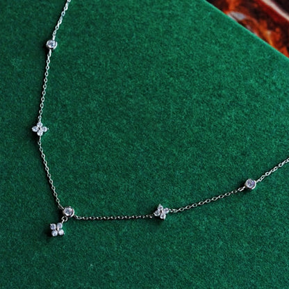 S925 Silver Plated 18K Gold Lucky Four Leaf Clover Necklace