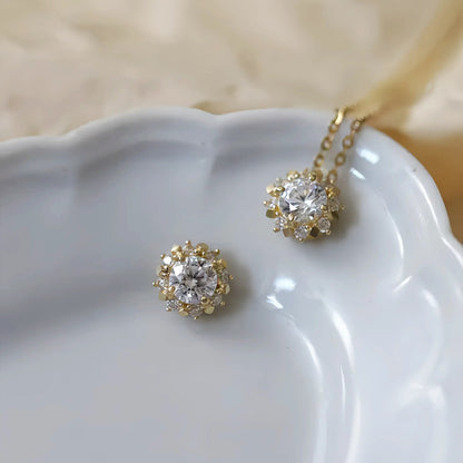 S925 Sterling Silver Plated 14K Gold Small Sun Necklace