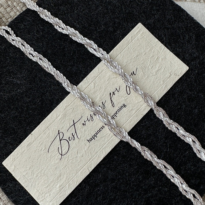 S925 Sterling Silver Korean Version Niche Design Sense Vintage Woven Snowflake Necklace