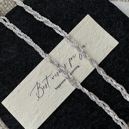 S925 Sterling Silver Korean Version Niche Design Sense Vintage Woven Snowflake Necklace