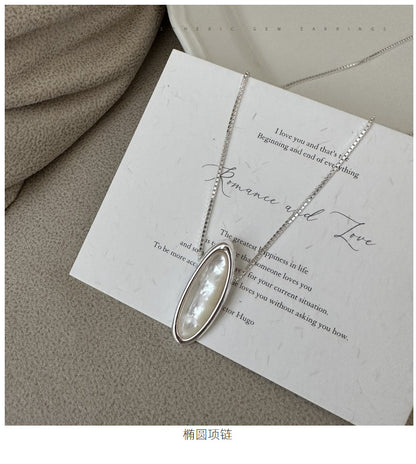 S925 Sterling Silver Korean Version Niche Design White Shell Necklace