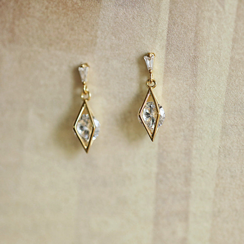 S925 Sterling Silver Plated 14K Gold Super Flash Zircon Sunlight Prismatic Stud Earrings