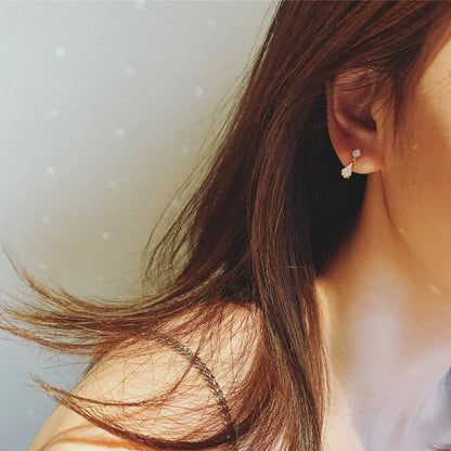 S925 Sterling Silver Plated 14K Gold Water Drop Zirconia Diamond Stud Earrings