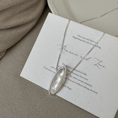 S925 Sterling Silver Korean Version Niche Design White Shell Necklace