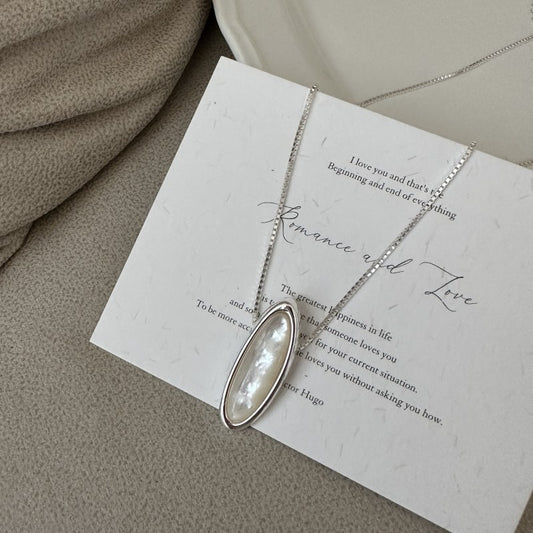 S925 Sterling Silver Korean Version Niche Design White Shell Necklace