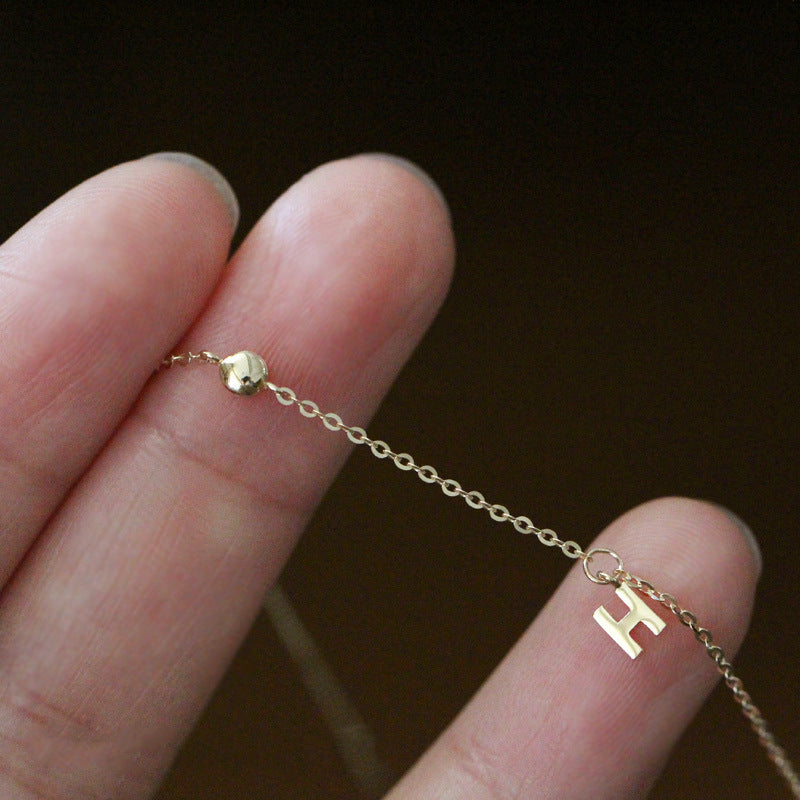 S925 Sterling Silver Plated 14K Gold H Letter Small Diamond Bracelet