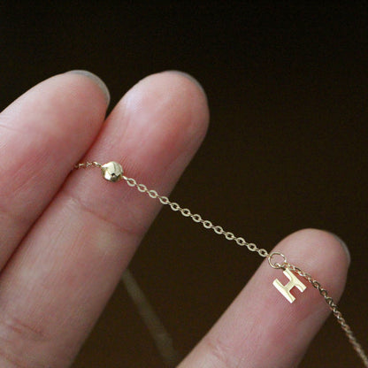 S925 Sterling Silver Plated 14K Gold H Letter Small Diamond Bracelet