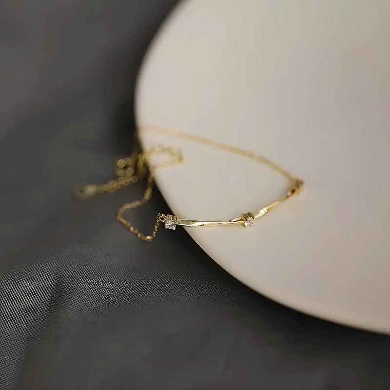 S925 Sterling Silver Plated 14K Gold Classic Mobius Bracelet